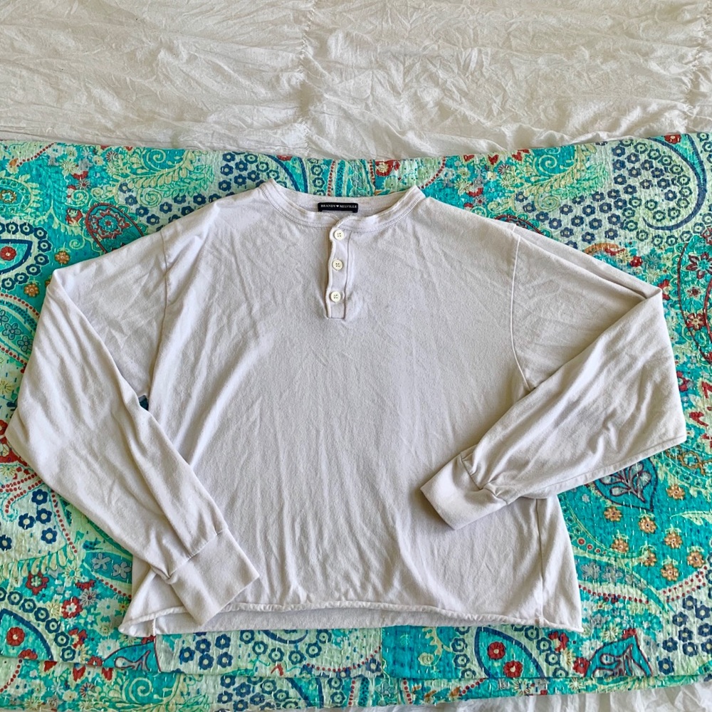 Brandy Melville | White Button Long Sleeve